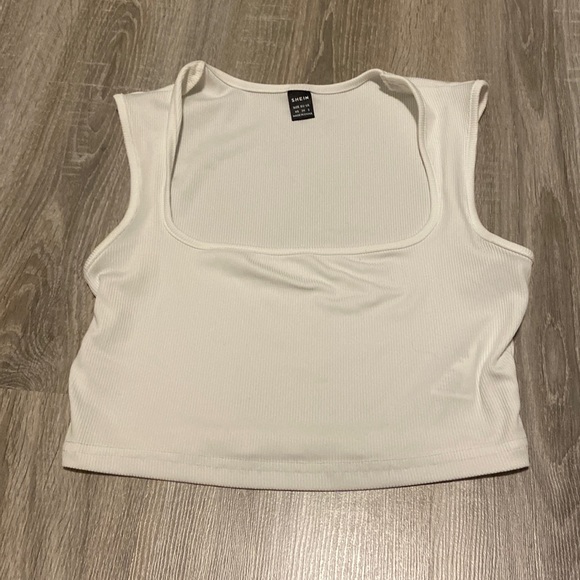 shein squareneck white ribbed crop top - Picture 1 of 1